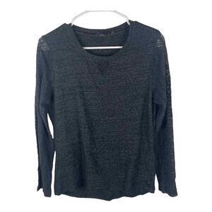 Prana Yoga Black Gray Long Sleeve‎ Top Knit Arms Boho Size M